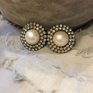 Vintage clip pearl studs. Sterling silver